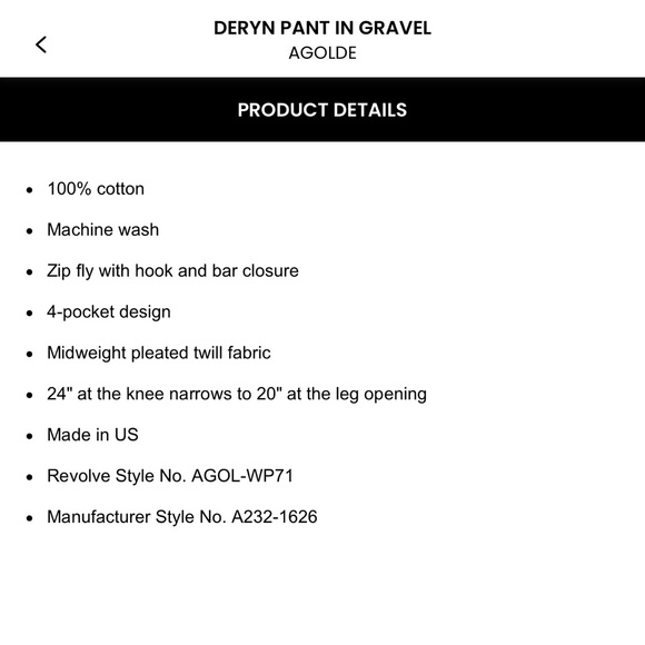 AGOLDE Deryn Pant In gravel size 23 NWOT - Picture 4 of 7